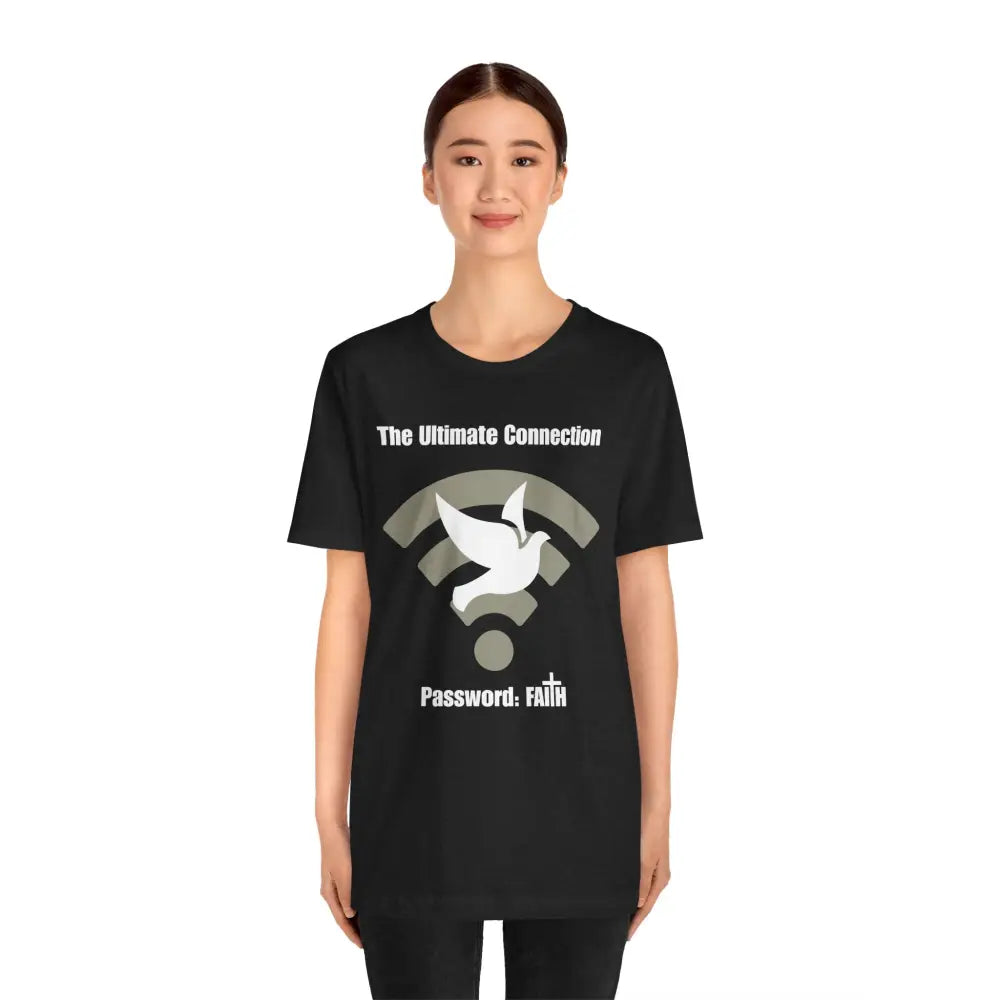 “The Ultimate Connection – Password: FAITH” Christian T Shirt – Bold Tech Inspired Faith Statement Solid Black Blend