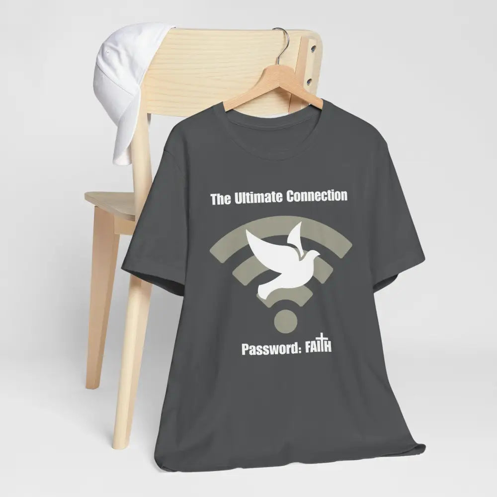 “The Ultimate Connection – Password: FAITH” Christian T Shirt – Bold Tech Inspired Faith Statement Asphalt / XS T Shirt
