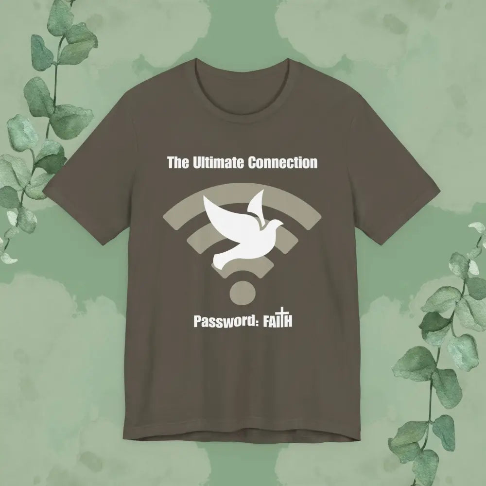 “The Ultimate Connection – Password: FAITH” Christian T Shirt – Bold Tech Inspired Faith Statement Army / XS T Shirt