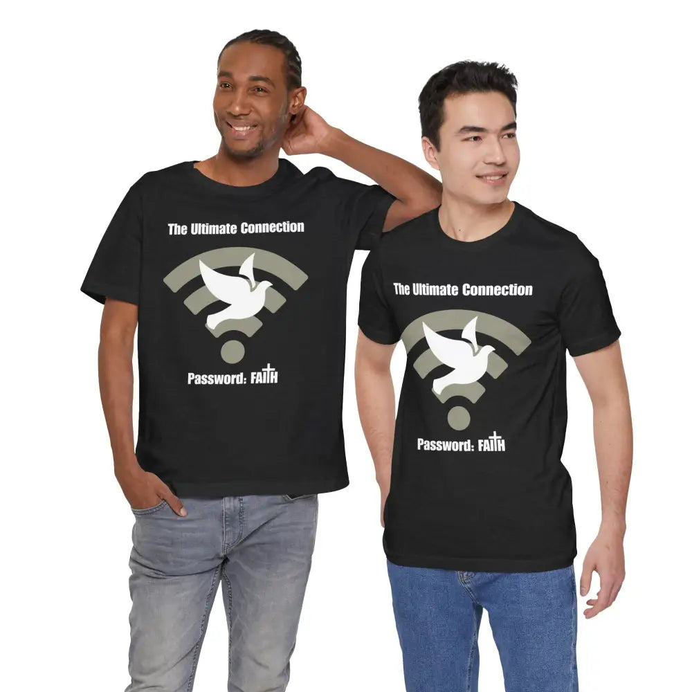 “The Ultimate Connection – Password: FAITH” Christian T Shirt – Bold Tech Inspired Faith Statement T Shirt
