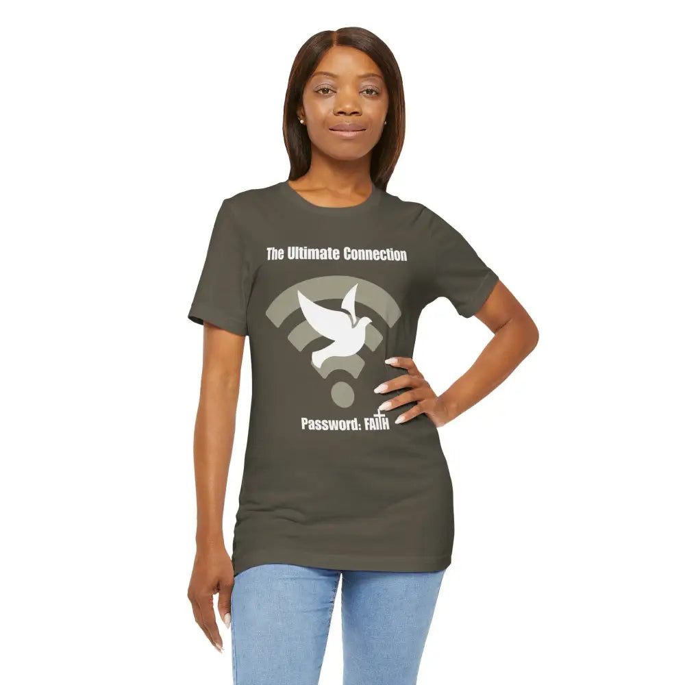 “The Ultimate Connection – Password: FAITH” Christian T Shirt – Bold Tech Inspired Faith Statement T Shirt