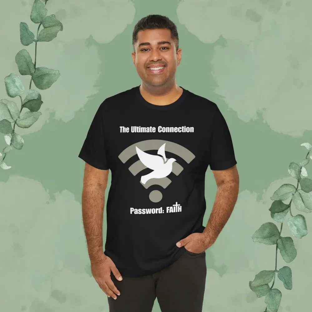 “The Ultimate Connection – Password: FAITH” Christian T Shirt – Bold Tech Inspired Faith Statement T Shirt