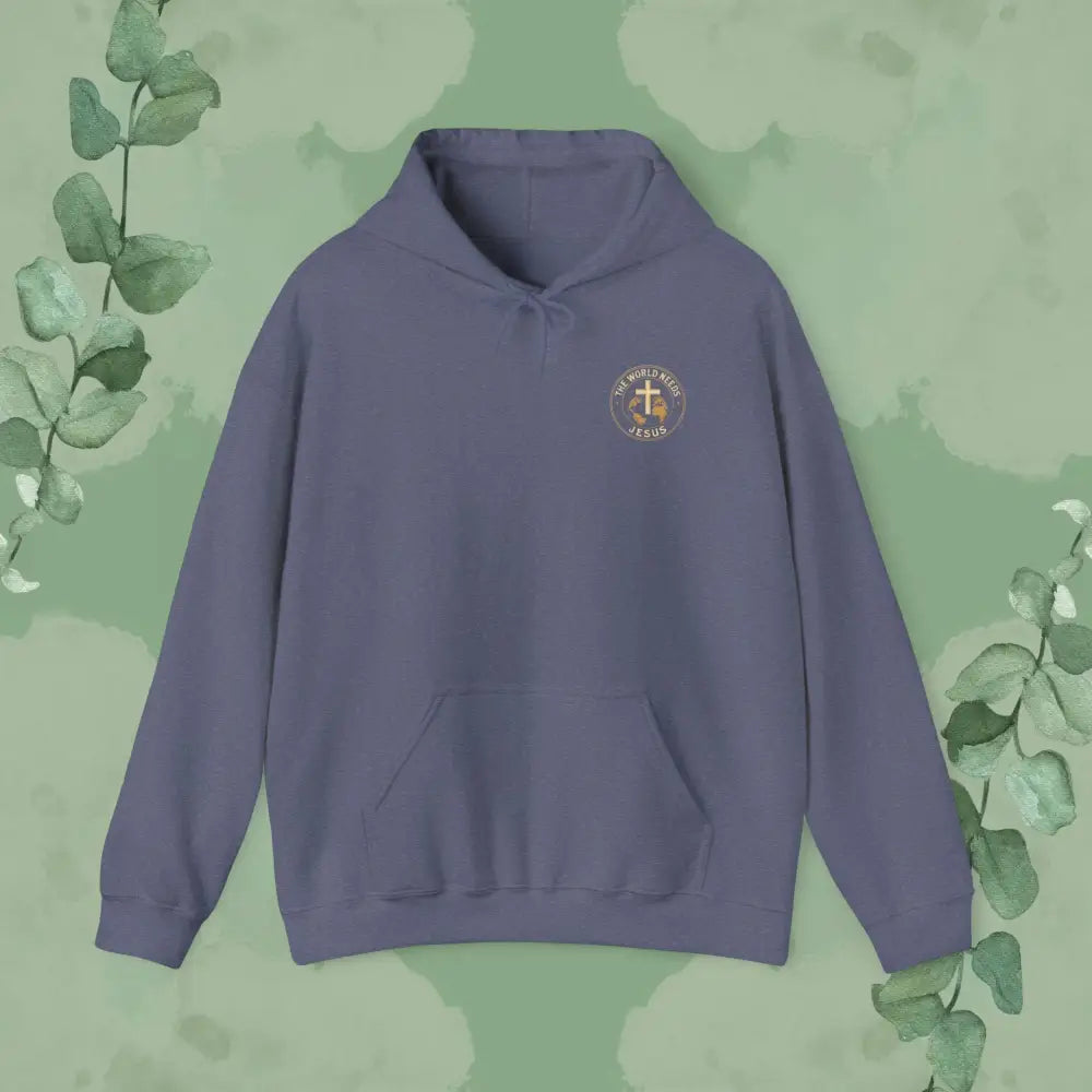 The World Needs Jesus Hoodie - Heather Navy / S - Hoodie
