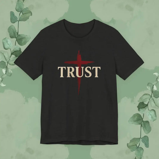 TRUST – Bold Cross Statement T-Shirt (Black Heather)