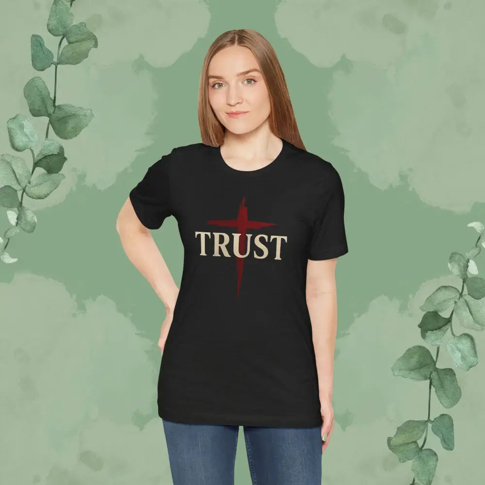 TRUST – Bold Cross Statement T-Shirt - Black Heather / S - T-Shirt