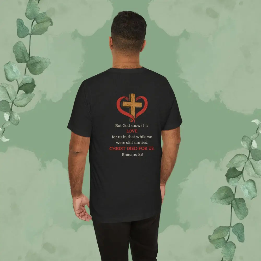 While We Were Still Sinners – Romans 5:8 Tee - Black Heather / S - T-Shirt