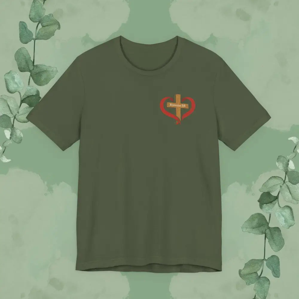 While We Were Still Sinners – Romans 5:8 Tee - Military Green / S - T-Shirt