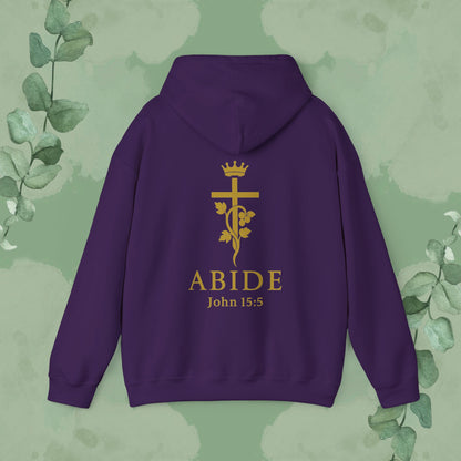 Abide – John 15:5 Christian Hoodie – Vine & Cross Design