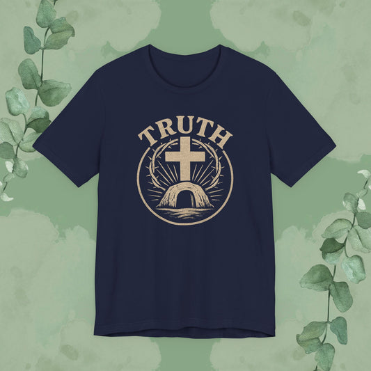 Navy Christian T-shirt with “Truth” faith-based design