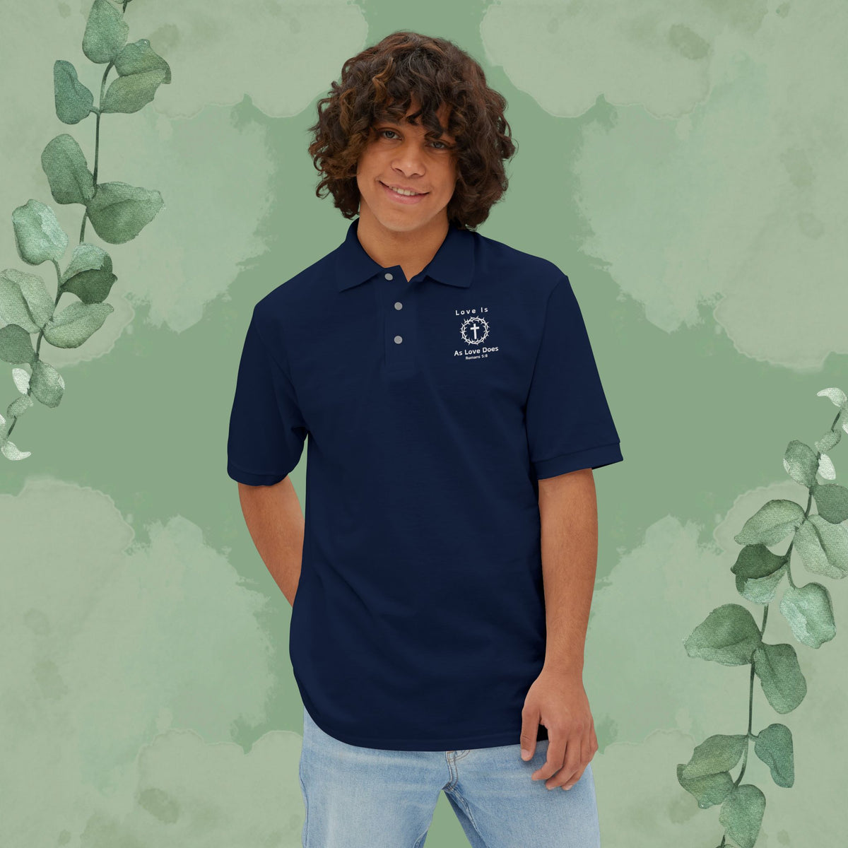Love Is As Love Does – Christian Left-Chest Print Design Polo Shirt