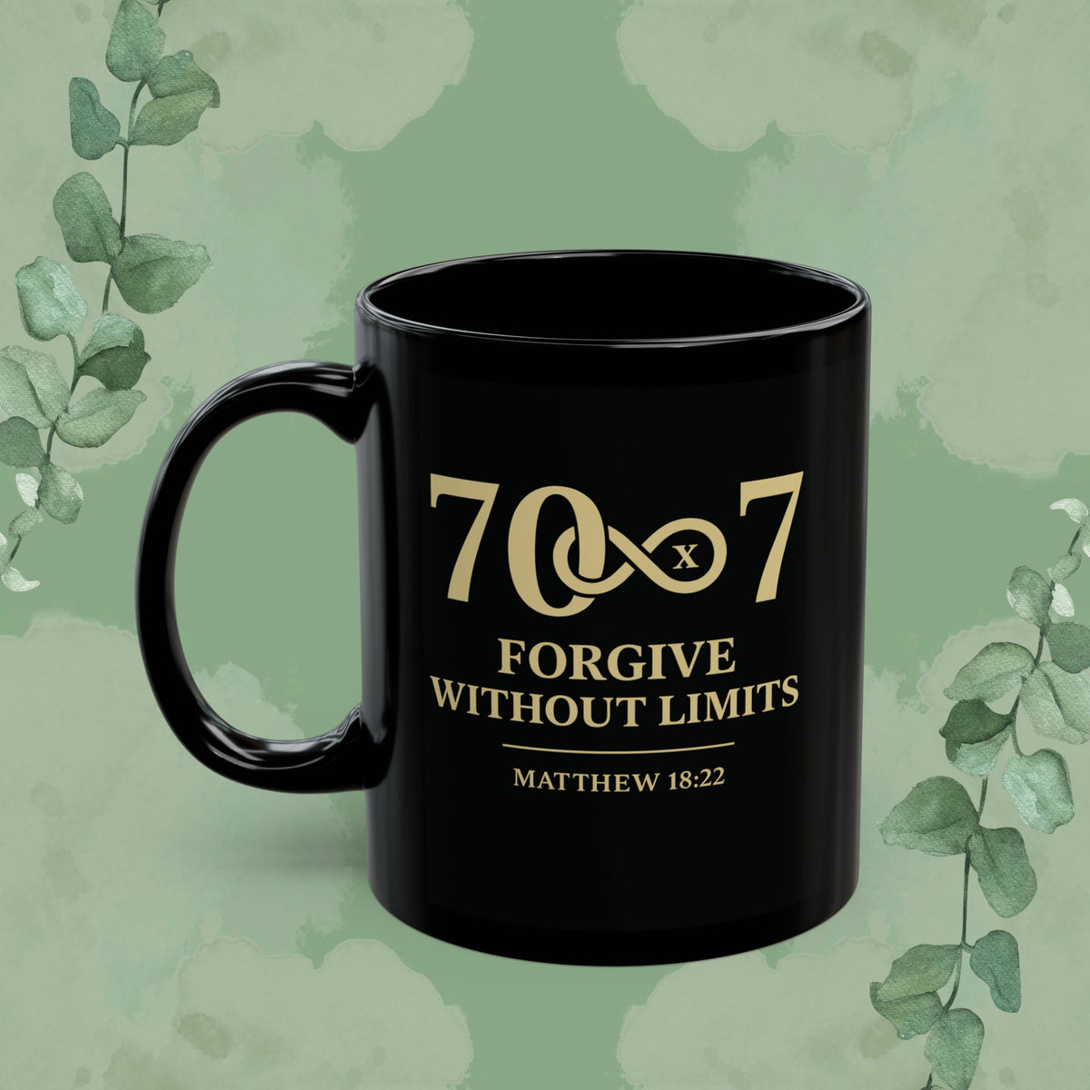 70×7 – Forgive Without Limits — Black Ceramic Mug