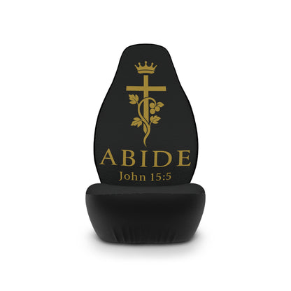 Abide – John 15:5 Car Seat Covers – Christian Vine & Cross Design (Set of 2)