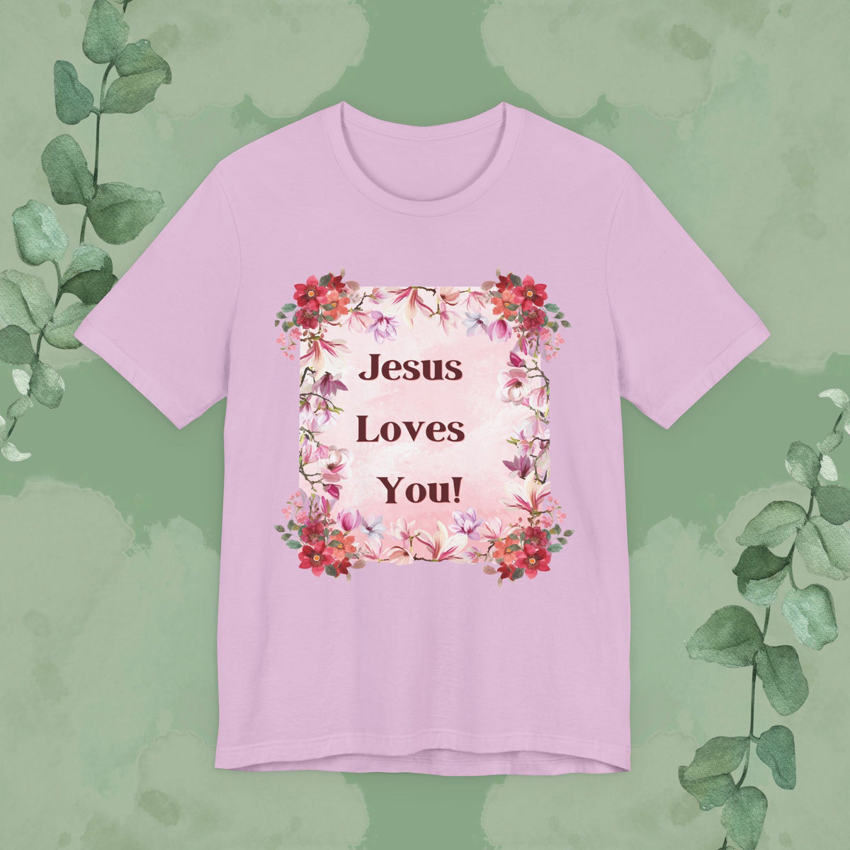 “Jesus Loves You!” Floral Christian T-Shirt – Uplifting Faith & Encouragement Tee