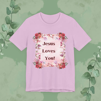 “Jesus Loves You!” Floral Christian T-Shirt – Uplifting Faith & Encouragement Tee