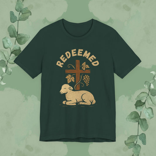 "Redeemed" Christian T-Shirt — Lamb & Cross Vintage Design