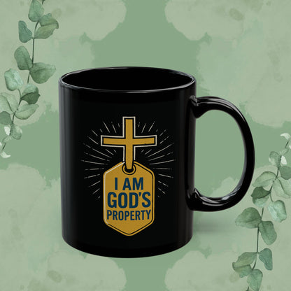 I Am God’s Property Black Ceramic Mug