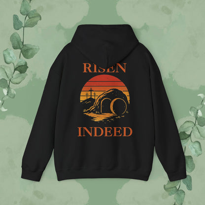 Sunset Risen Indeed Hoodie, Unisex Sweatshirt, Perfect for Easter, Christian Gift, Cozy Fashion, Faith-Based Apparel