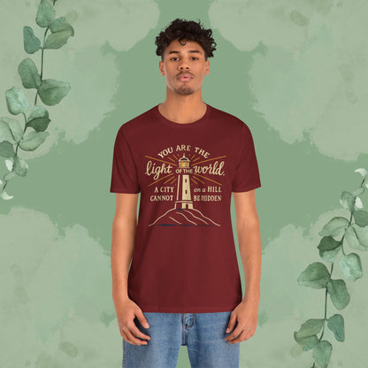 Christian T-shirt with “You Are the Light of the World” design