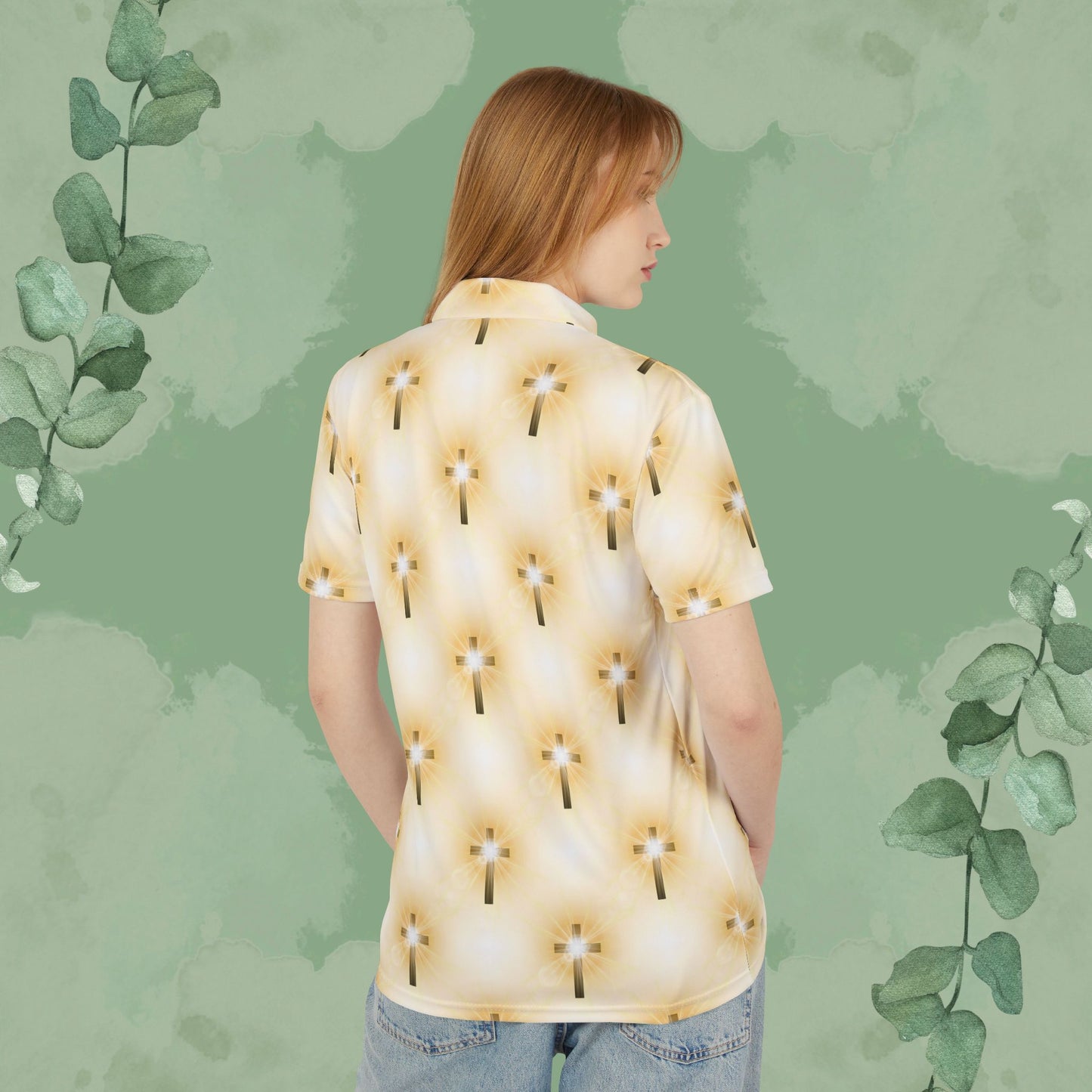 Glorious Cross All-Over Print Christian Polo Shirt – Radiant Faith Apparel