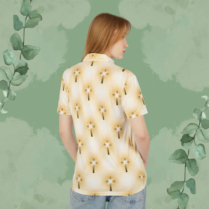 Glorious Cross All-Over Print Christian Polo Shirt – Radiant Faith Apparel