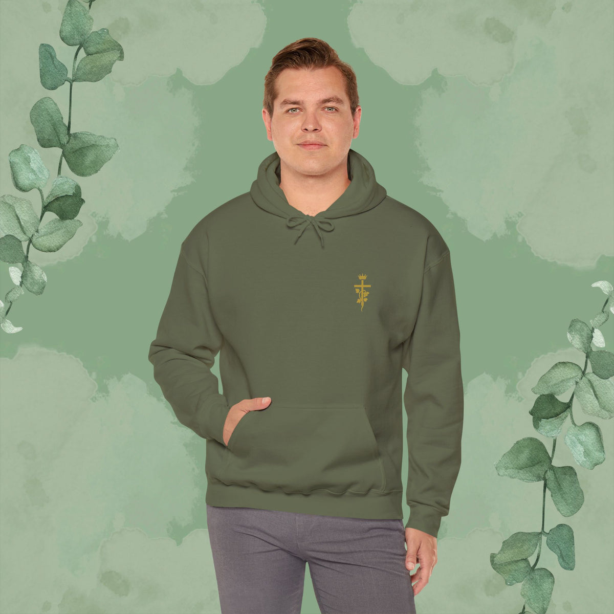 Abide – John 15:5 Christian Hoodie – Vine & Cross Design