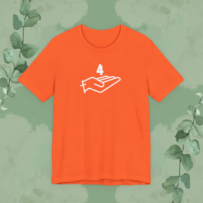 Orange Christian T-shirt with “4 Give – Forgiveness Starts at the Cross” design