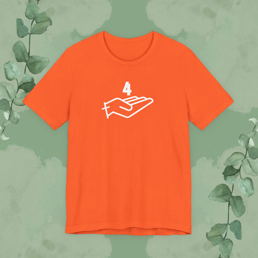 Orange Christian T-shirt with “4 Give – Forgiveness Starts at the Cross” design