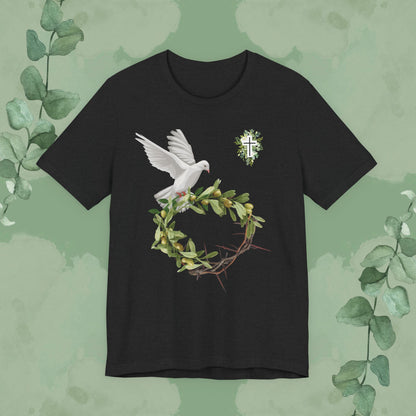 Peace & Redemption Dove T-Shirt – Crown of Thorns and Olive Branch Christian Tee