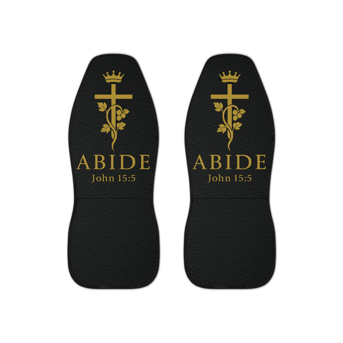 Abide – John 15:5 Car Seat Covers – Christian Vine & Cross Design (Set of 2)