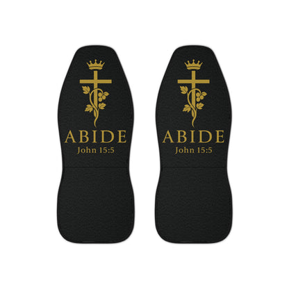 Abide – John 15:5 Car Seat Covers – Christian Vine & Cross Design (Set of 2)