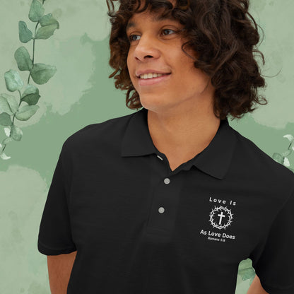 Love Is As Love Does – Christian Left-Chest Print Design Polo Shirt
