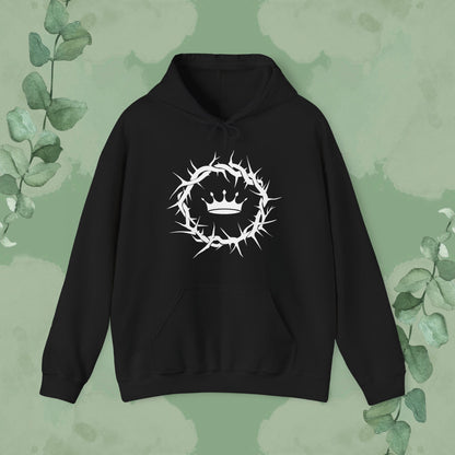 Black Christian hoodie with “Jesus Is King” faith design