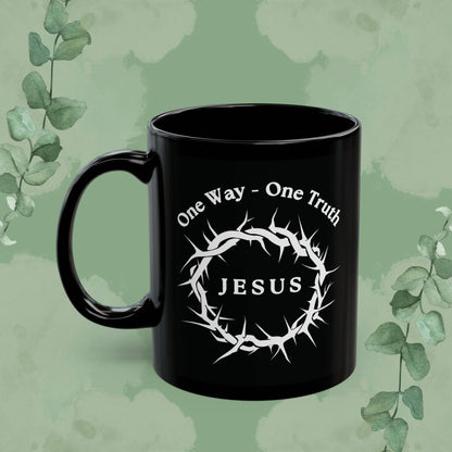 One Way – One Truth – Jesus Mug (Crown of Thorns Christian Coffee Cup)