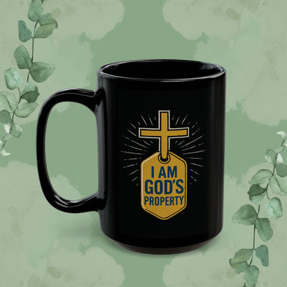 I Am God’s Property Black Ceramic Mug