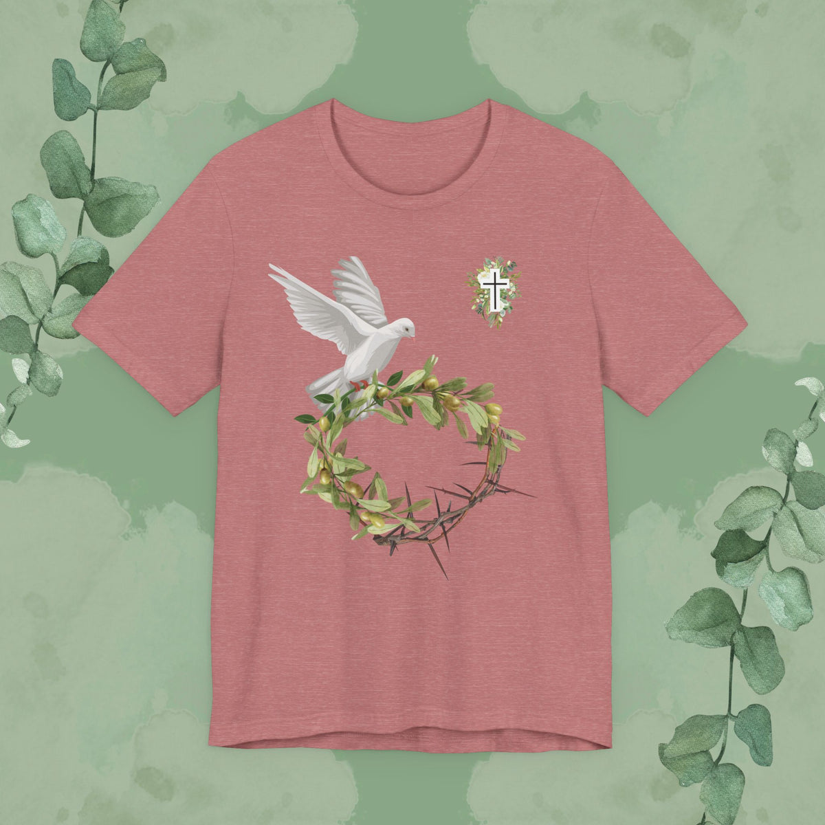 Peace & Redemption Dove T-Shirt – Crown of Thorns and Olive Branch Christian Tee