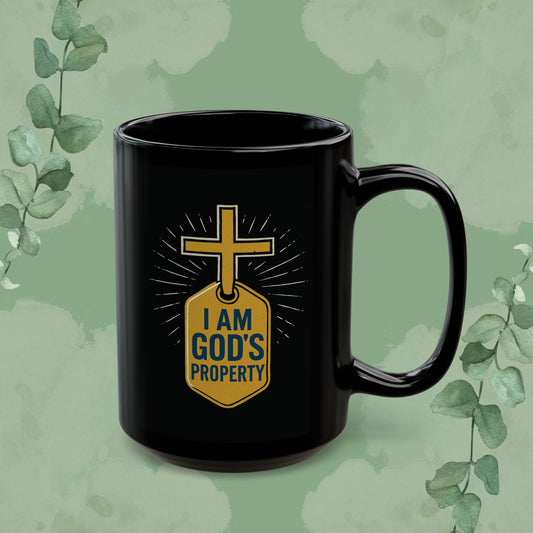 I Am God’s Property Black Ceramic Mug