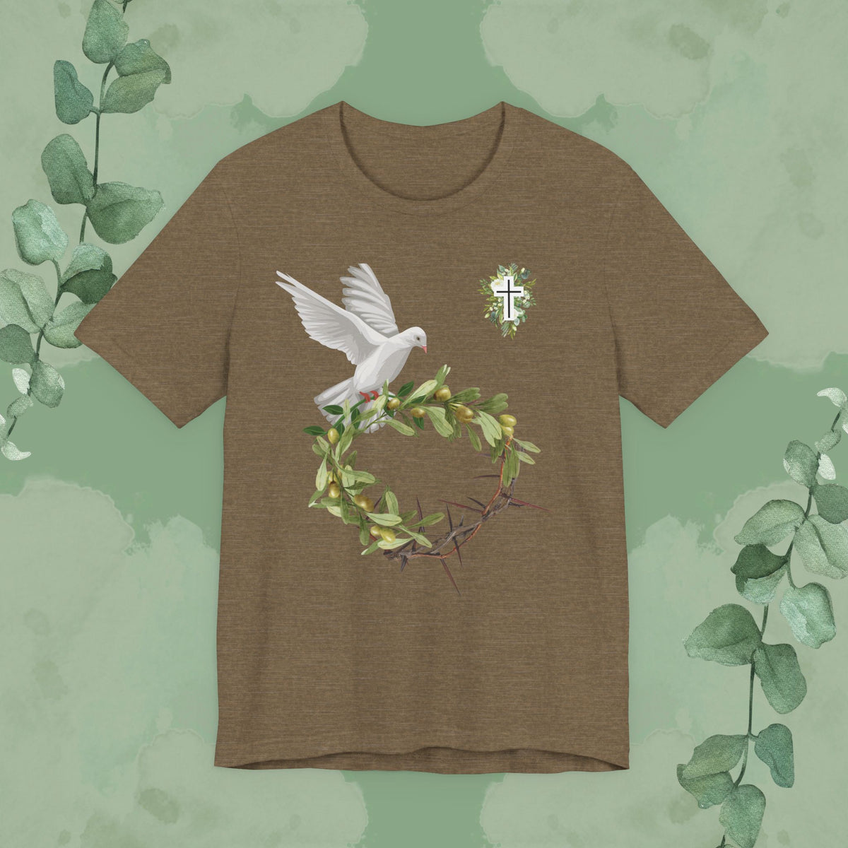 Peace & Redemption Dove T-Shirt – Crown of Thorns and Olive Branch Christian Tee