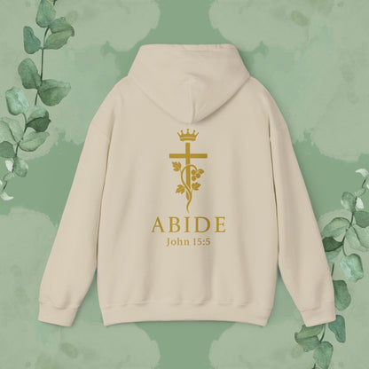 Abide – John 15:5 Christian Hoodie – Vine & Cross Design