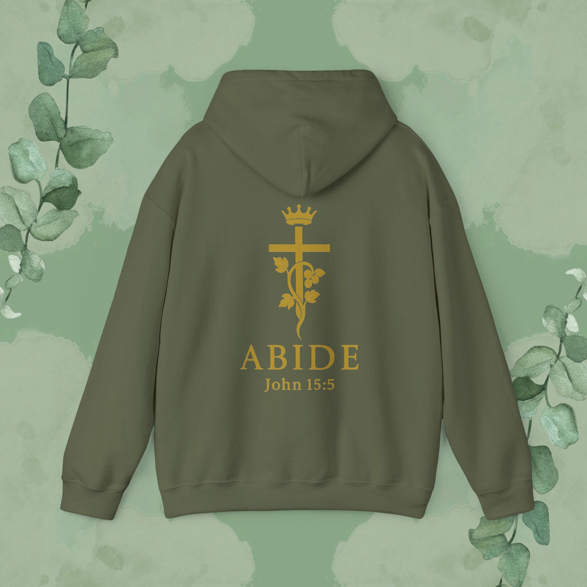 Abide – John 15:5 Christian Hoodie – Vine & Cross Design