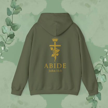 Abide – John 15:5 Christian Hoodie – Vine & Cross Design