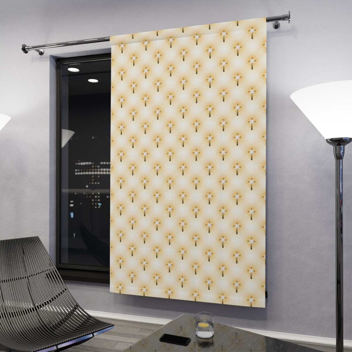 Glorious Cross Blackout Curtain – Elegant Christian Window Panel for Living Room, Bedroom & Prayer Spaces