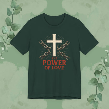 The Power of Love Christian T-Shirt | Cross and Chains Gospel Tee | True Vine Design