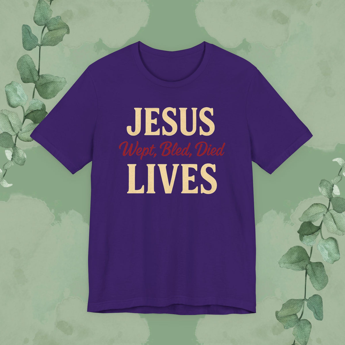 Jesus Wept, Bled, Died, Lives Christian T-Shirt