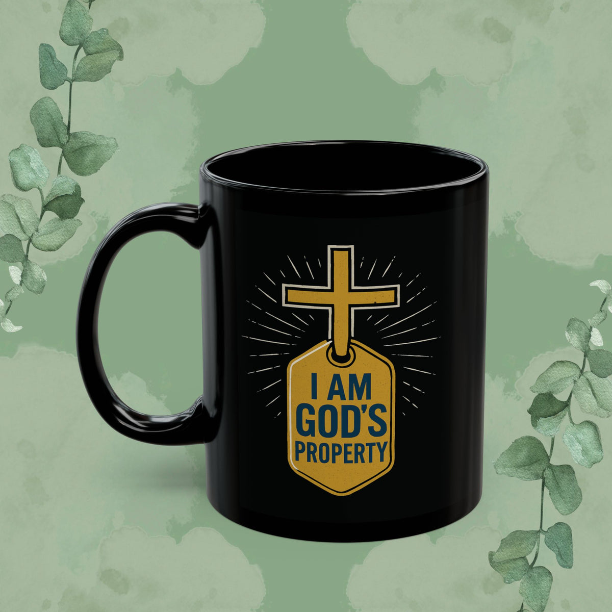 I Am God’s Property Black Ceramic Mug