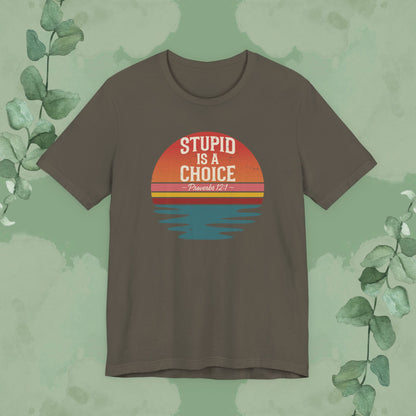 Stupid Is a Choice – Proverbs 12:1 Christian T-Shirt | Unisex Faith-Based Tee