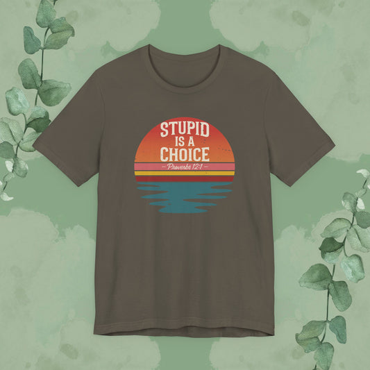 Stupid Is a Choice – Proverbs 12:1 Christian T-Shirt | Unisex Faith-Based Tee