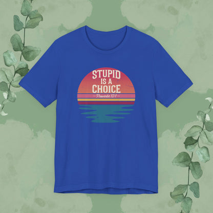 Stupid Is a Choice – Proverbs 12:1 Christian T-Shirt | Unisex Faith-Based Tee