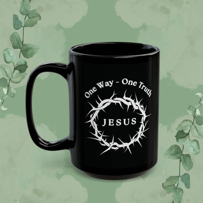 One Way – One Truth – Jesus Mug (Crown of Thorns Christian Coffee Cup)