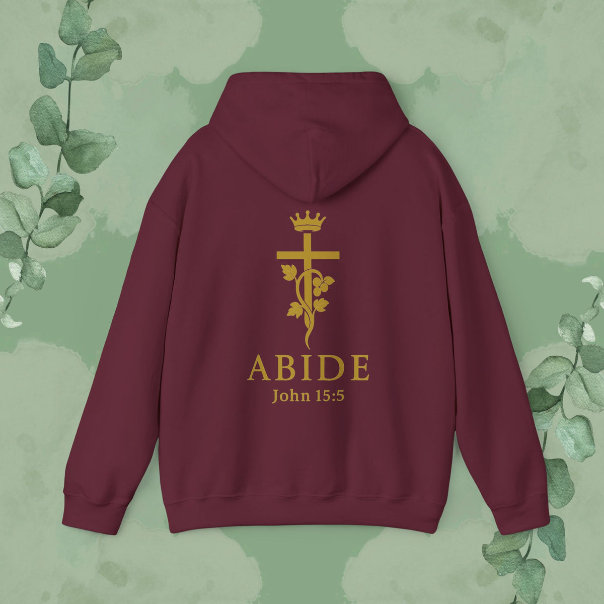 Abide – John 15:5 Christian Hoodie – Vine & Cross Design