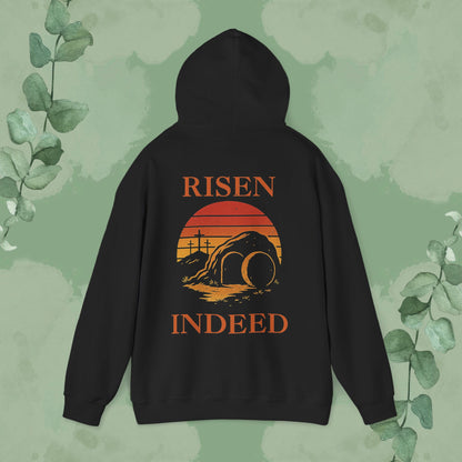 Sunset Risen Indeed Hoodie, Unisex Sweatshirt, Perfect for Easter, Christian Gift, Cozy Fashion, Faith-Based Apparel